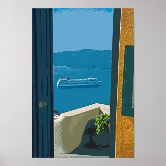 サントリーニ、ギリシャ巡航船 ポスター (正面)