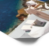 サントリーニ、ギリシャ旅行アートワーク ポスター (角)