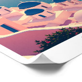 サントリーニ、ギリシャ旅行レトロ ポスター (角)