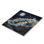 サントリーニ、ギリシャ満月ナイトギリシャ村 タイル (側面)