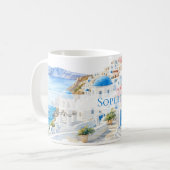 サントリーニ ギリシャ オリジナル 名前入り ギフト コーヒーマグカップ (正面左)