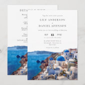 サントリーニ ギリシャ オールインワン ウェディング 招待状 (正面/裏面)