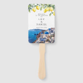 サントリーニ ギリシャ レモン 水彩 結婚式 プログラム ハンドファン (正面)