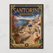 サントリーニ ギリシャ ヴィンテージ 崖の上のアールデコ ポストカード (正面)
