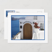 サントリーニ、ギリシャ/典型的なホワイトアーキテクチャ/海 ポストカード (正面/裏面)