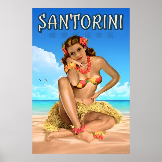 サントリーニ ギリシャ 地中海 旅行 ポスター 海 (正面)