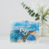 サントリーニ ギリシャ 夏の結婚式 出席確認 ポストカード (スタンド正面)