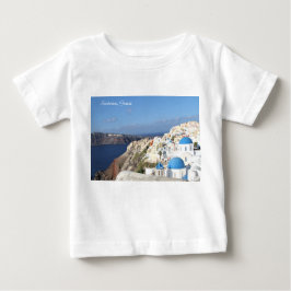サントリーニ,ギリシャ,村のオイア,写真,青 ベビーTシャツ