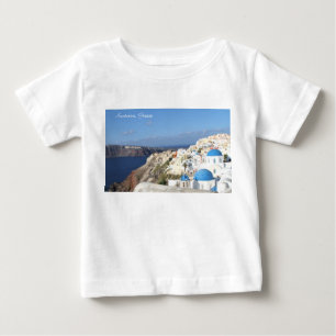 サントリーニ,ギリシャ,村のオイア,写真,青 ベビーTシャツ