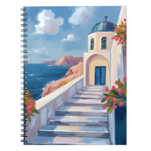 サントリーニ ギリシャ 水彩画 旅行 アート ノートブック (正面)