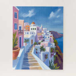 サントリーニ ギリシャ 水彩画 旅行 ジグソーパズル