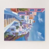 サントリーニ ギリシャ 水彩画 旅行 ジグソーパズル (横)