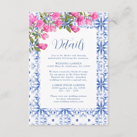 サントリーニ ギリシャ 水彩 結婚式の詳細 エンクロージャーカード (正面)