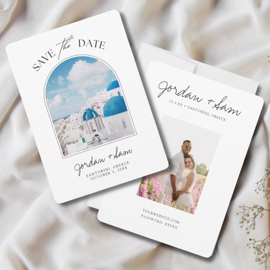 サントリーニ ギリシャ 結婚式 Save the Date 招待状