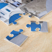 サントリーニ、ギリシャ。鐘楼と青いドーム2 ジグソーパズル (側面)