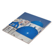 サントリーニ、ギリシャ。鐘楼と青いドーム タイル (側面)