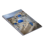 サントリーニ、ギリシャ。鐘楼と3の青いドーム ノートブック (右側)