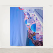 サントリーニ ギリシャ 青い島 フォトブース 背景 タペストリー (正面)