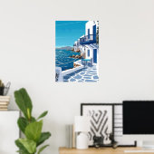 サントリーニ ギリシャ 青い海 海岸 ウォールアート (ホームオフィス)