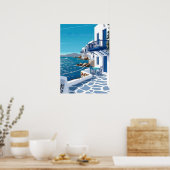 サントリーニ ギリシャ 青い海 海岸 ウォールアート (キッチン)