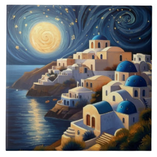 サントリーニ、ギリシャby Moon light – ギリシャのアイランドアート タイル