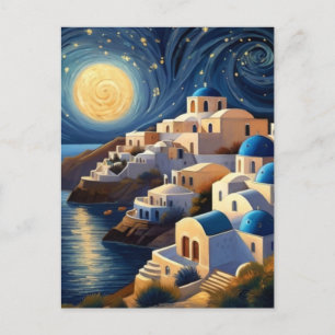 サントリーニ、ギリシャby Moon light – ギリシャのアイランドアート ポストカード