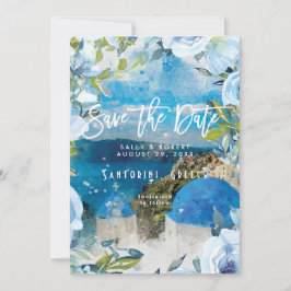 サントリーニ·フローラの夏の結婚式は、デートカードを節約する サンキューカード