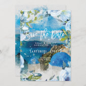 サントリーニ·フローラの夏の結婚式は、デートカードを節約する サンキューカード (正面/裏面)