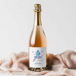 サントリーニ ブルー タイル ブーゲンビリア ブライダル シャワー スパークリングワインラベル