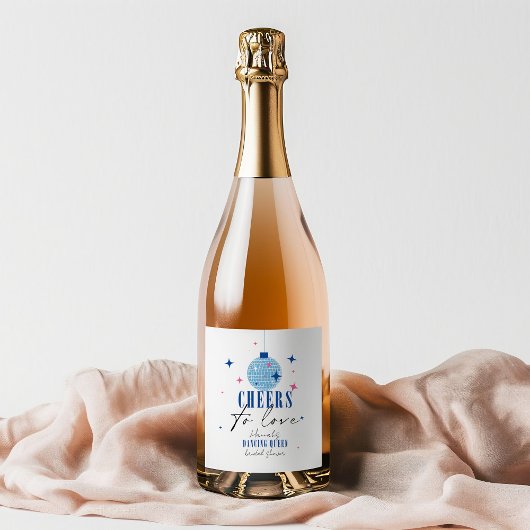 サントリーニ ブルー タイル ブーゲンビリア ブライダル シャワー スパークリングワインラベル