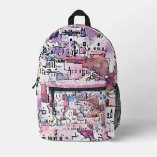 「サントリーニ」。 プリントバックパック