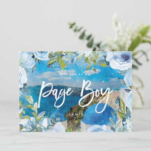 サントリーニ、ページ・ボーイのプロポーズカードになってくれる? サンキューカード (スタンド正面)