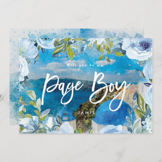 サントリーニ、ページ・ボーイのプロポーズカードになってくれる? サンキューカード (正面/裏面)