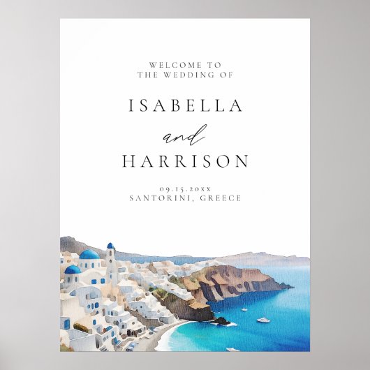 サントリーニGREECE行き先結婚式へようこそ ポスター (正面)