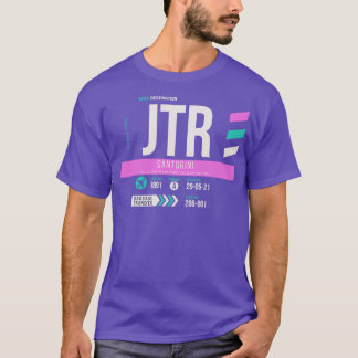 サントリーニJTR空港コード手荷物ラベル1 Tシャツ