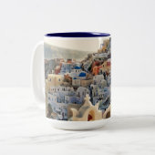 サントリ結婚ーニの思い出青の白いギリシャの家 ツートーンマグカップ (正面左)