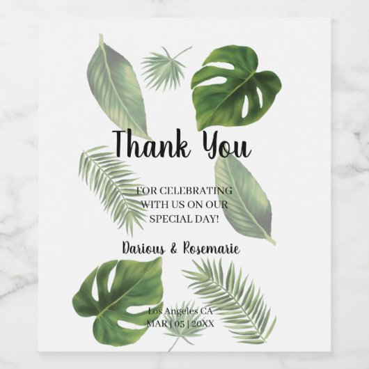 サントロピカルパ来ーム結婚式の引き出物 ワインラベル (シングルラベル)