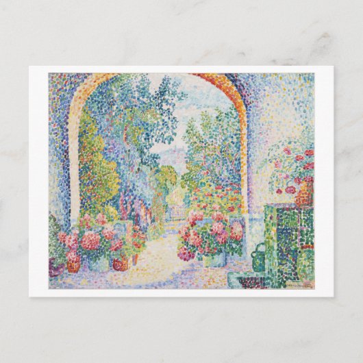 サントロペスのポインティリスト絵を描ガーデン ポストカード (正面)
