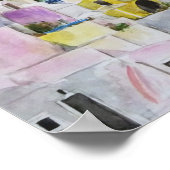 サントローニギリシャ海の水の色絵画の海 ポスター (角)