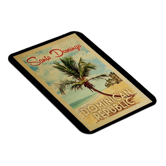サント・ドミンゴのヤシの木のヴィンテージ旅行 マグネット (右側)