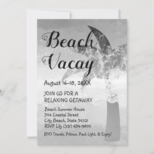 サンドアンドシーパームツリービーチゲタウェイ招待状 招待状 (正面)