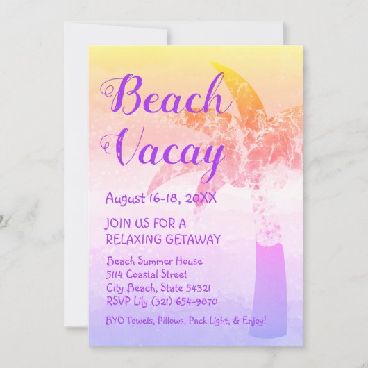 サンドアンドシーパームビーチゲタウェイ招待状 招待状 (正面)