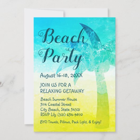 サンドアンドシーパームビーチゲタウェイ招待状 招待状 (正面)