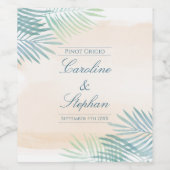 サンドアンドパームズビーチ結婚式 ワインラベル (シングルラベル)