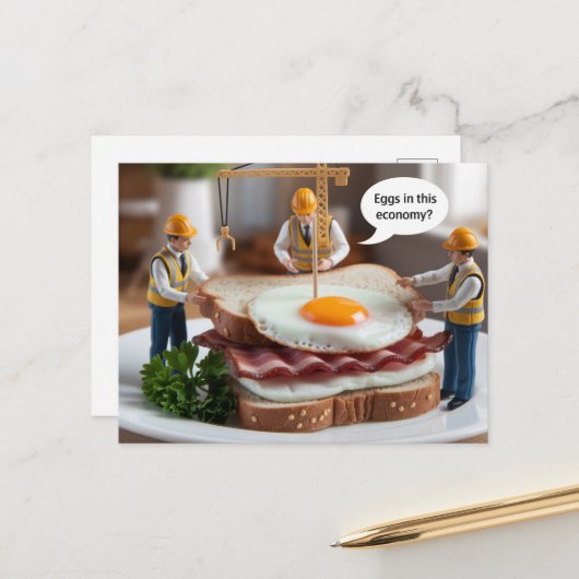 サンドイッチおもしろいを作る建築労働者3 ポストカード (正面/裏面インサイチュ)