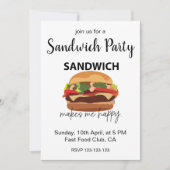 サンドイッチが私を幸せにするパーティー 招待状 (正面)
