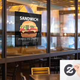 サンドイッチが私を幸せにする レストラン カフェ ウィンドウサイン