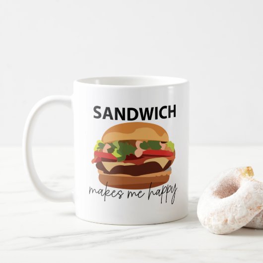 サンドイッチは私を幸せにします コーヒーマグカップ (ドーナツ)