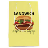 サンドイッチは私を幸せにする ミディアムペーパーバッグ (正面)