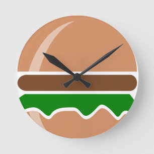 サンドイッチをハンバーグにする ラウンド壁時計